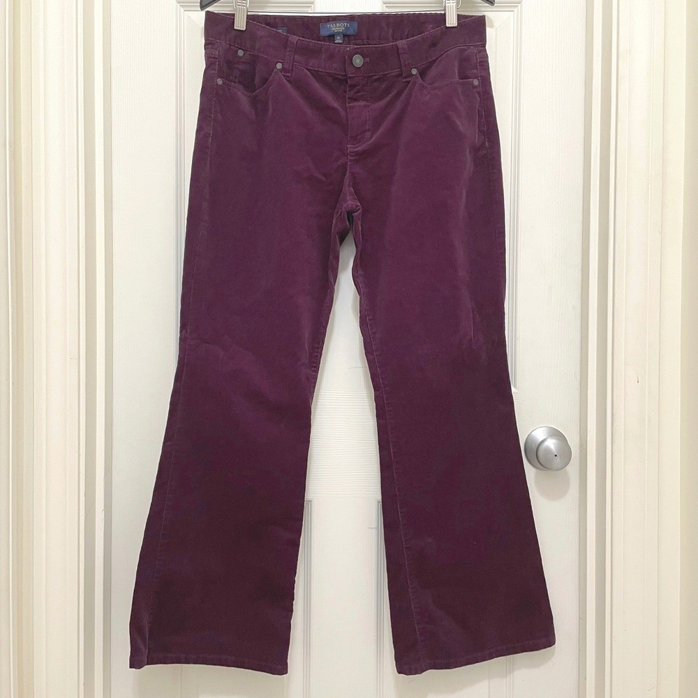 Talbots‎ Signature Boot Corduroy Pants Plum Burgundy Bootcut 12P Petite Fall
